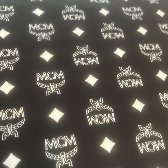 NWT MCM PILLOW Black and White Visetos Pattern SILK Quilted Throw Pillow - Picture 3 of 5